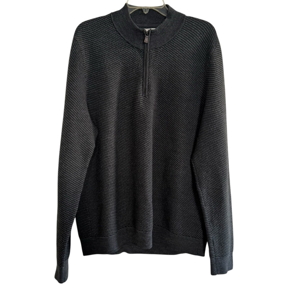 Joseph Abboud Heather Green Sweater Pullover 1/4 Zip Wool Blend Knit XL
